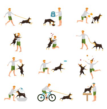 Man Köpek Eğitim Pet Stick oynamak .