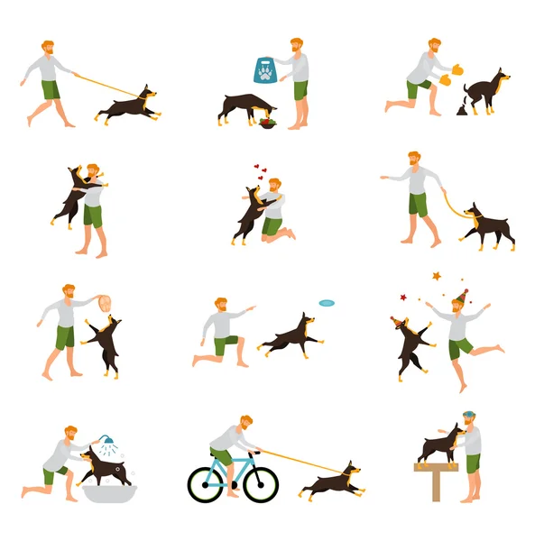 Man Köpek Eğitim Pet Stick oynamak .
