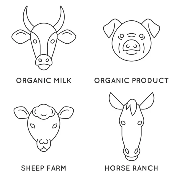 Koleksi logo hewan pertanian . - Stok Vektor
