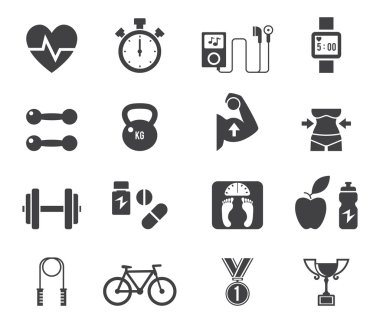 Fitness ve diyet simge siyah olarak ayarla.