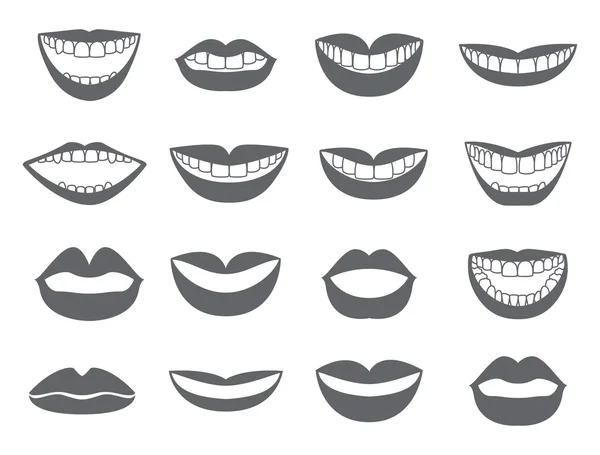Het pictogram van de lippen. Reeks silhouetten lippen-vector. — Stockvector