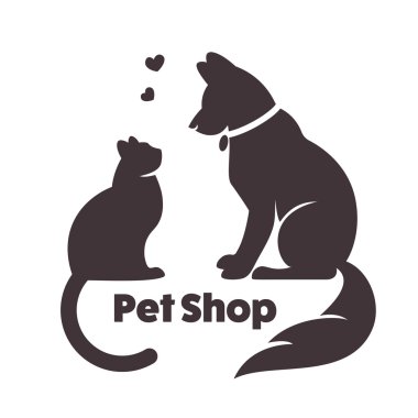 Kedi ve köpek vektör işaret ve logosu.