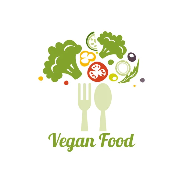 Símbolo de comida vegetariana. Conceito de design de logotipo criativo para alimentos saudáveis . —  Vetores de Stock