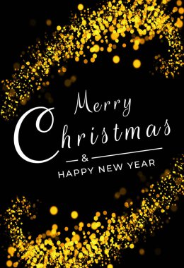 Mutlu Noeller kartpostal afişi, siyah arka planda süslemeler