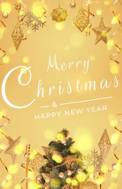 Mutlu Noeller kartpostal afişi, pembe arka planda süslemeler