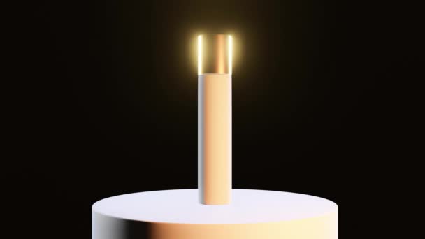 Kozmetikai edények arany elem játék a fény egy talapzat fekete háttér, közelkép, — Stock videók