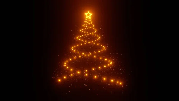 Christmas Tree Made Glowing Particles Black Background Isolate High Quality — Stock Photo, Image