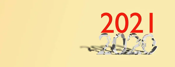 2020年概念结束2021年开始在蓝色背景，横幅，复制空间上 — 图库照片