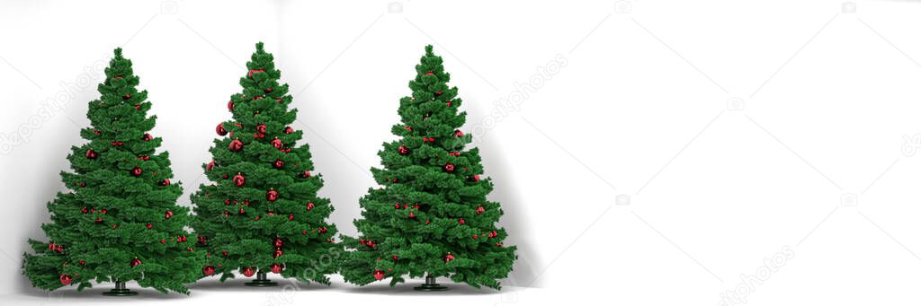 Christmas tree selling white on white background, copy space