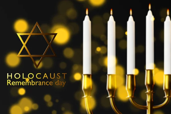 International holocaust remembrance day, Star of David and Minor candlestick on dark background — Foto de Stock