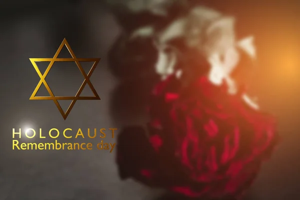 International holocaust remembrance day, star of david on rose on background — Foto de Stock