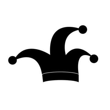 Soytarı başlık simgesi siyah şekilde beyaz arkaplanda izole.