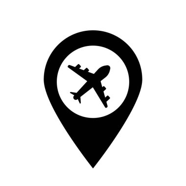 Havalimanı simgesinin beyaz arkaplanda izole edilmiş modaya uygun düz stili simgesi.