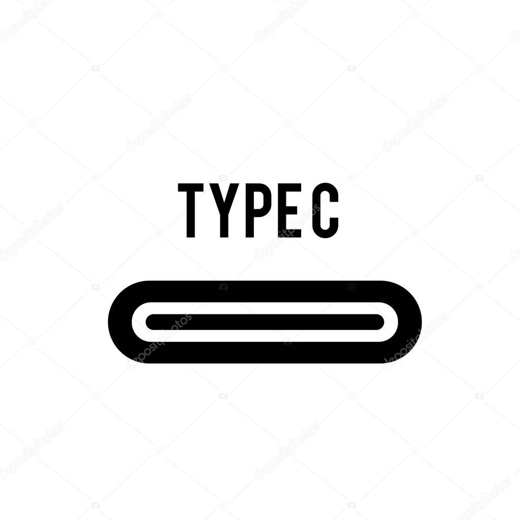 USB Type C port icon illustratio on white background