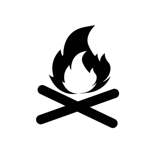 Черный Изолированный Символ Костра Пламя Белом Фоне — стоковое фото