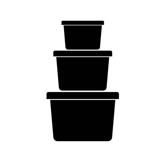 塑料食品容器 移动概念和网页设计的线性风格标志 — 图库照片