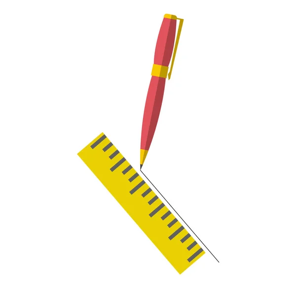 铅笔和尺子横线图标 — 图库照片