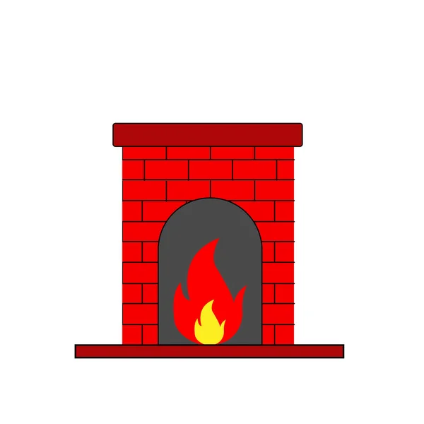 Chimenea Habitación Interior Dibujos Animados Chimenea Ladrillo Rojo — Foto de Stock