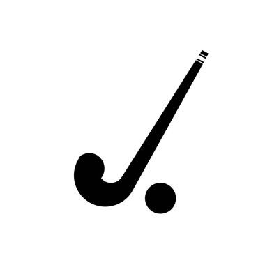 Beyaz arkaplanda hokey sopası ve top