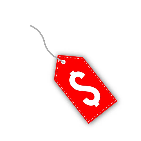 Tag Pendurado Pequeno Com Símbolos Dinheiro Isolado Fundo Branco — Fotografia de Stock