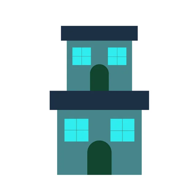 Gebouw Huis Platte Pictogram Illustratie — Stockfoto