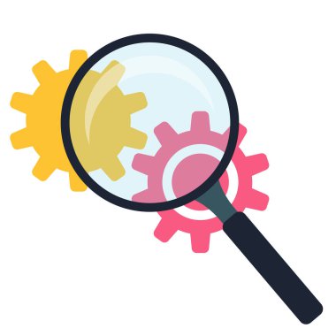 Büyüteç simgesi ve vites göstergelerine sahip İş Analizi sembolü.