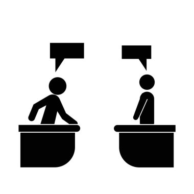 Düz stil siyasi tartışma ikonu. Başkanlık tartışmaları