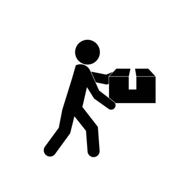 Beyaz arkaplanda teslimatçı simgesi çizimi