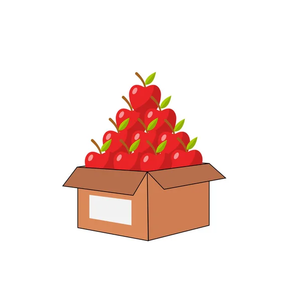 fresh  fruit apple in paper box illustration