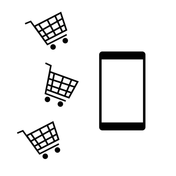 Shopping Online Con Smart Phone Illustrazione Sfondo Bianco — Foto Stock