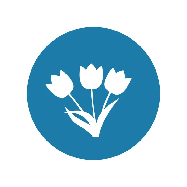 チューリップブーケ固体アイコン 3つの美しい開花チューリップ — ストック写真
