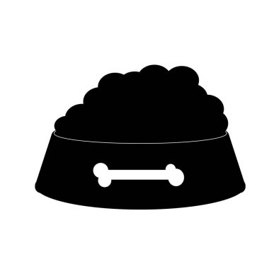 Köpek maması kasesi. Kemik şekilli illüstrasyon beyaz arkaplanda izole edildi.