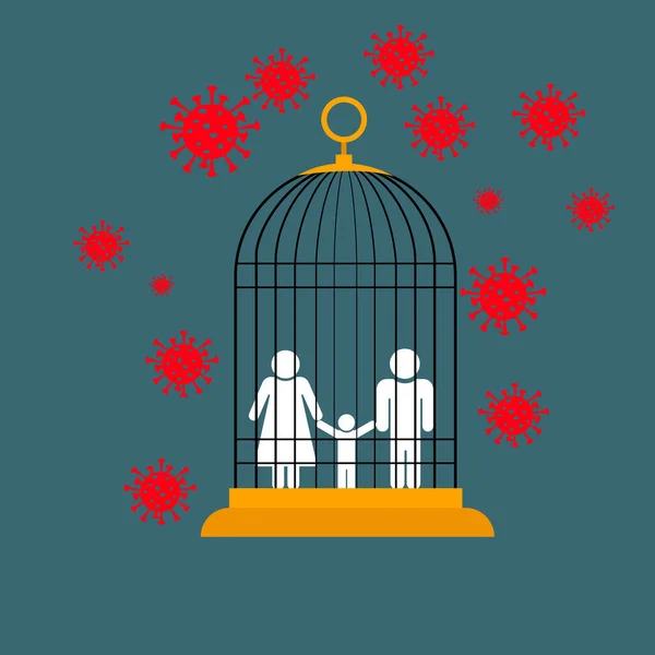 People Quarantined Cage Family Locked Cell — Stock Photo, Image