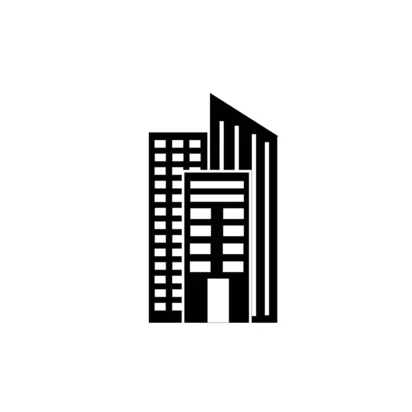 Icono Del Edificio Ilustración Del Edificio Negro Blanco — Foto de Stock