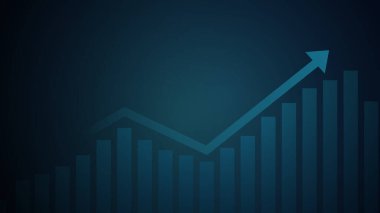 Yukarı yönlü ok ve çubuk grafiği olan soyut finansal grafik