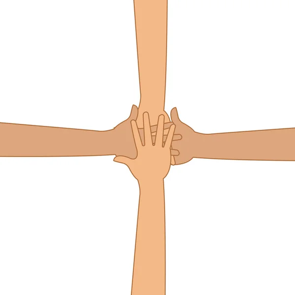 Закрыть Вид Сверху Молодых Людей Поднимающих Руки Вместе — стоковое фото