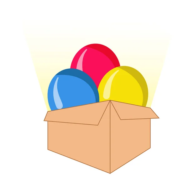 Open Cardboard Box Transparent Birthday Balloons — Stock Photo, Image