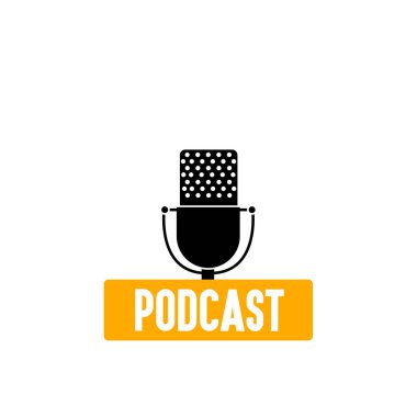 Canlı yayındaki gibi podcast ikonu. Podcast. Rozet, simge,