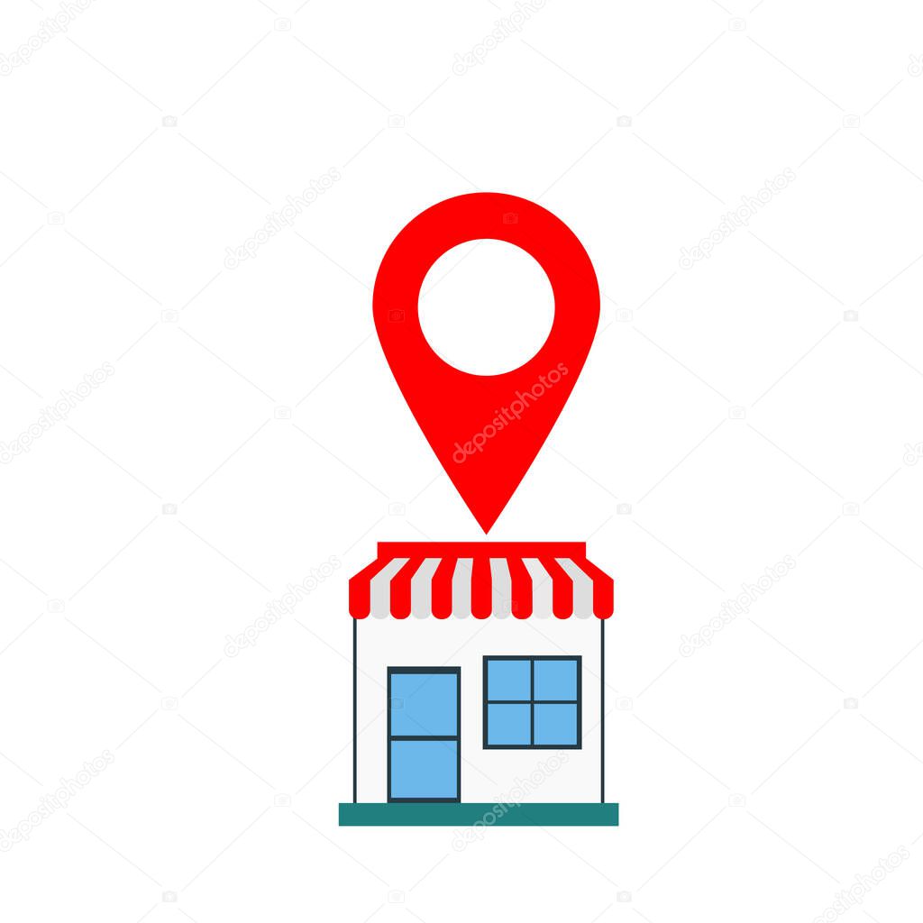 Place, store infographics pictogram. mobile shopping. Flat  illustration.