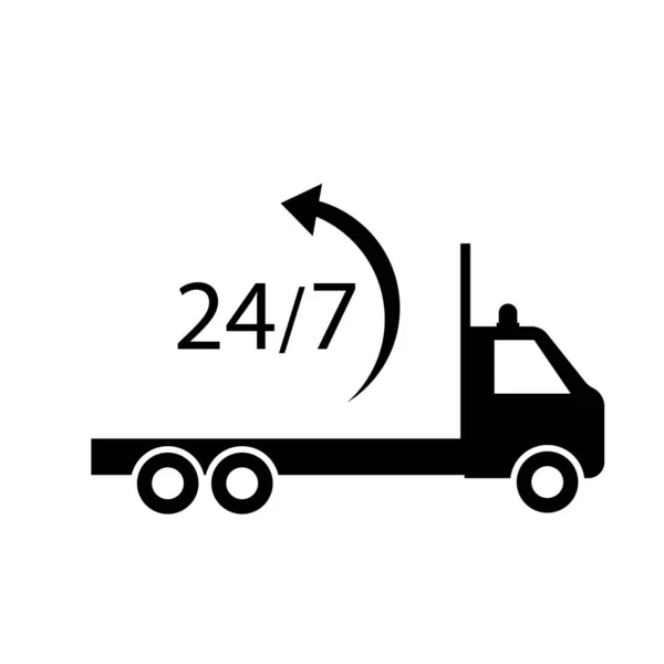 白色背景下隔离的送货卡车图标 — 图库照片