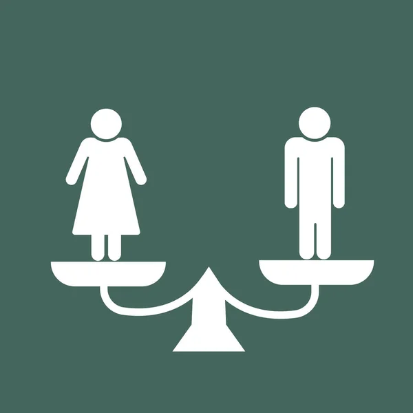 尺度背景上的女性和男性标志 两性平等概念 — 图库照片