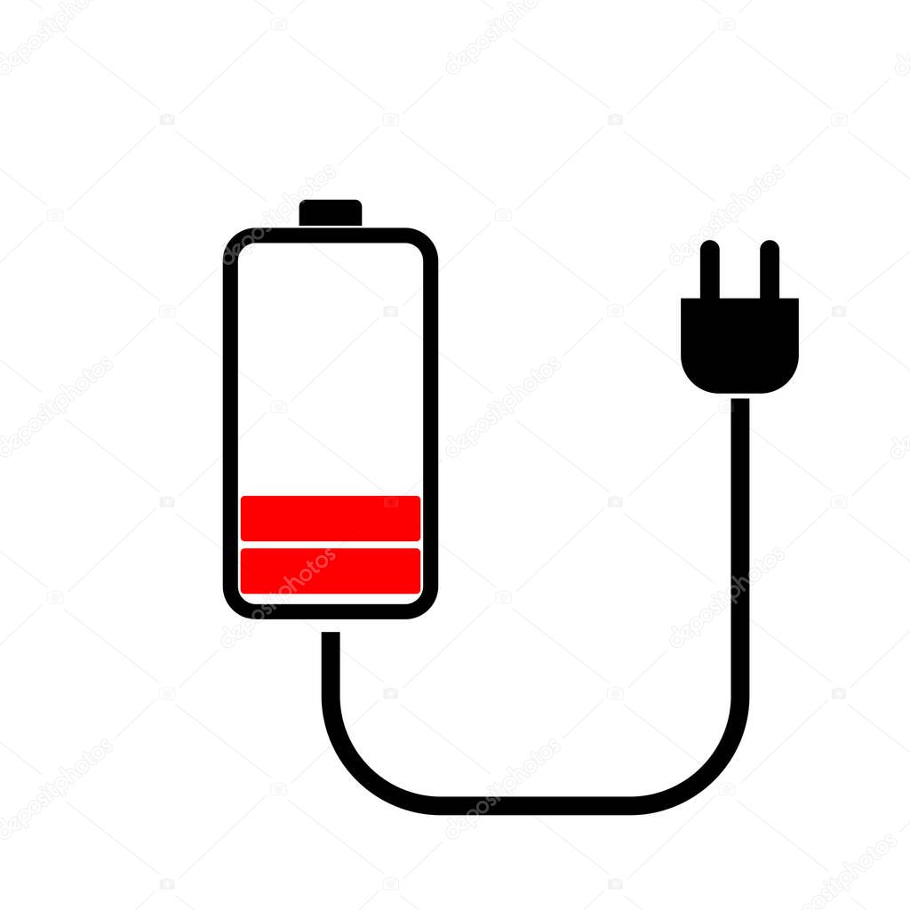 Phone charging battery icon. Mobile phone sign with the low battery icon. 