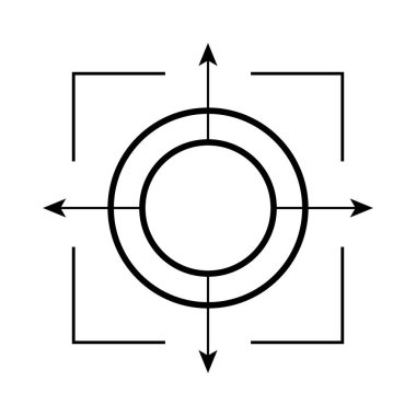 Kamera odaklı lens simgesi beyaz arkaplanda izole edildi