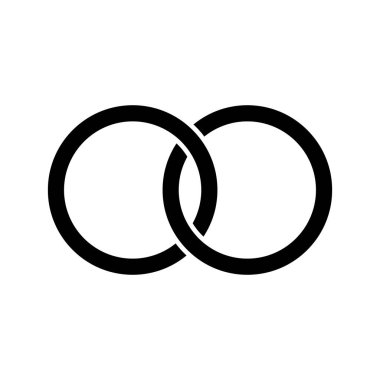 Alyans ikonu. İzole edilmiş sembol. Sevgililer Günü işareti