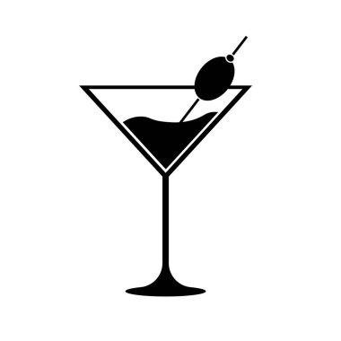 Martini Glass Icon. Düz tasarım siluet çizimi