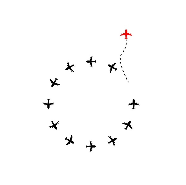 비행기는 방향을 바꾸고 비행기는 방향을 바꾼다 — 스톡 사진
