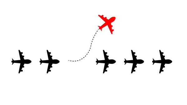 方向を変える赤い飛行機と白い飛行機 — ストック写真