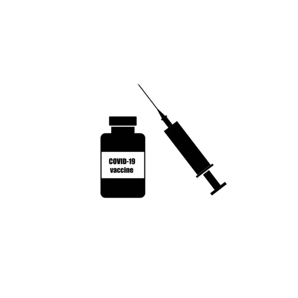 Covid 19コロナウイルスの概念 ワクチンバイアルと注射器 — ストック写真