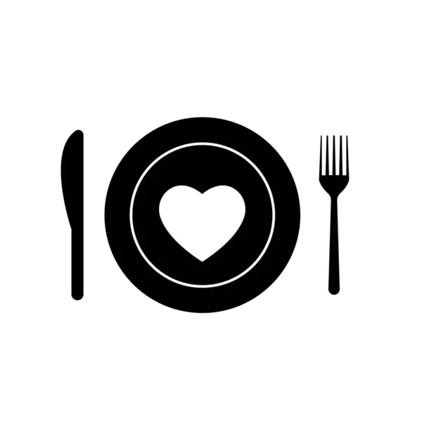 Valentines Day Menu Fork Knife Plate Line — Stock Photo, Image