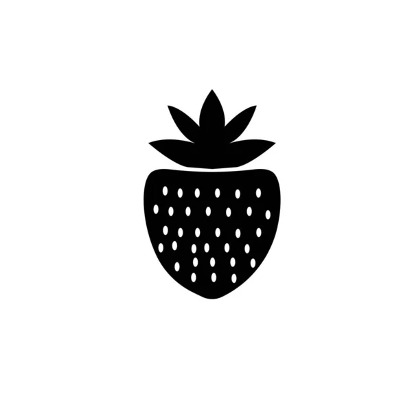 Erdbeere Schwarzes Symbol Isoliert Auf Weißem Hintergrund — Stockfoto